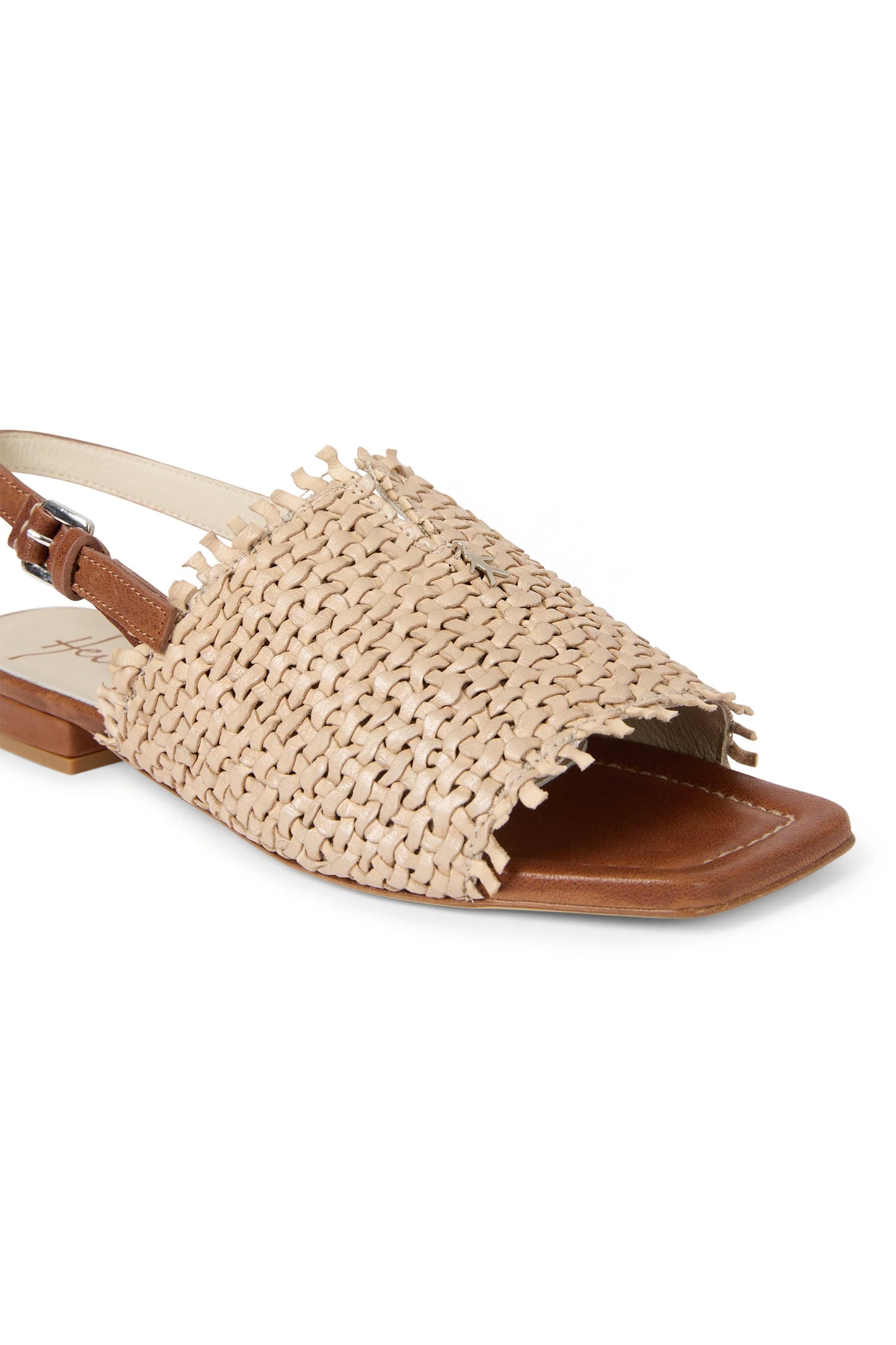 Intreccio Woven Leather Sandal in Madreperla Beige