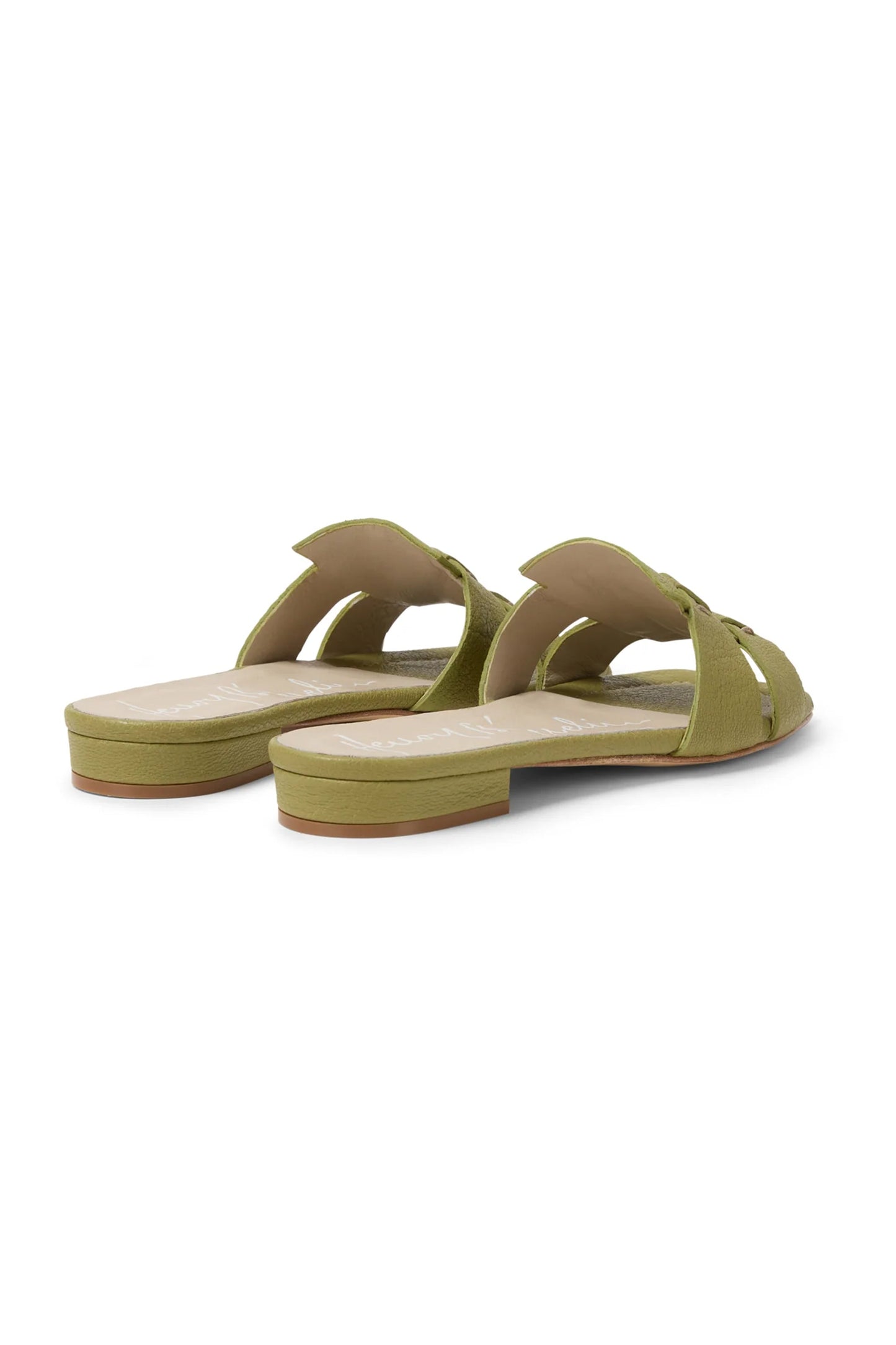 Leather Slides in Martellato Prato
