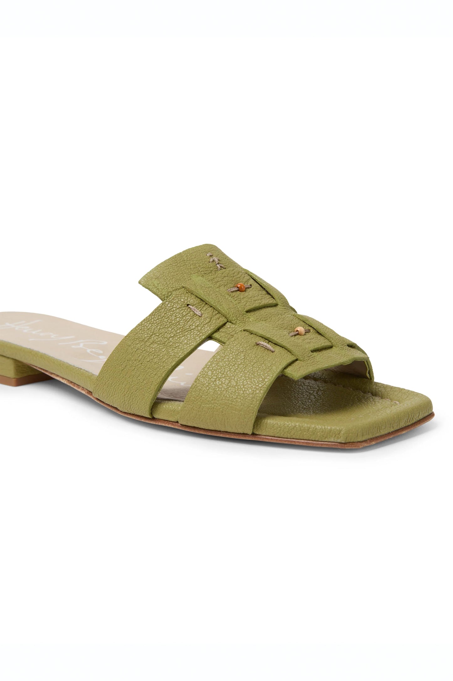 Leather Slides in Martellato Prato