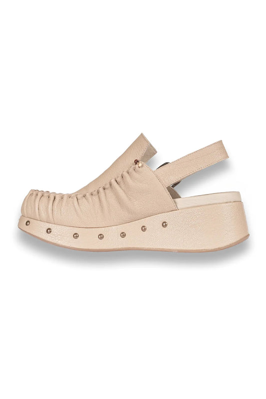 Chanel Leather Wedge Loafer Shoe in Sabbia