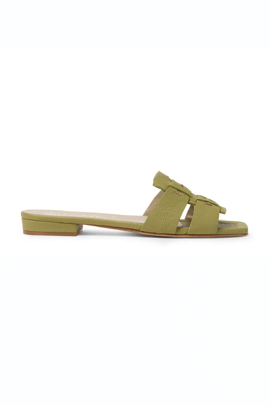 Leather Slides in Martellato Prato