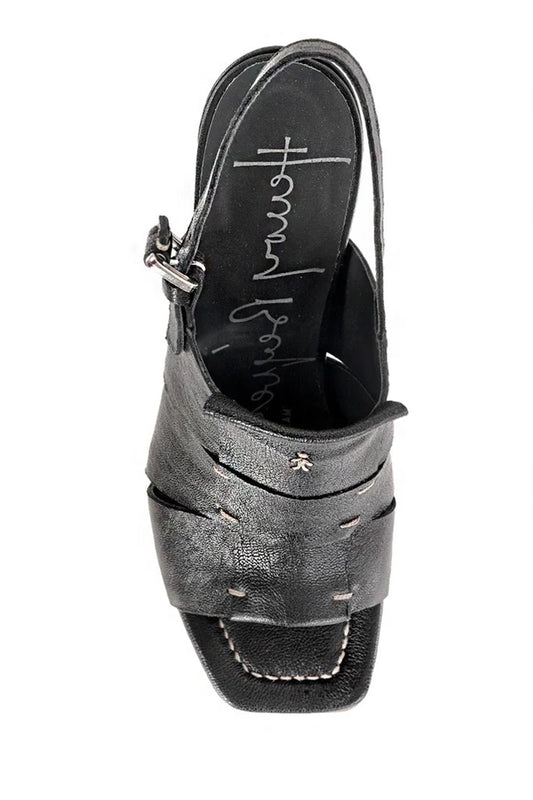 Old Iron Leather Heel Sandal in Nero